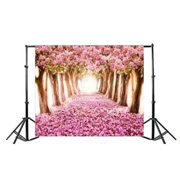 AOFOTO 10x8ft Spring Cherry Blossom Backdrop Sweet Pink Flowers Tree Floral Petal Boulevard Photography Background Wedding Photo Studio Props Girl Bride Woman Lady Mother Artistic Portrait Wallpaper