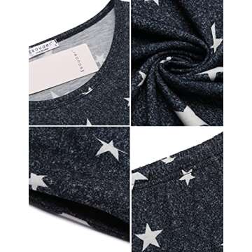 Ekouaer Womens Pajama Set Cute Short Sleeve Star Print Tee and Short Pajama Pants Sleepwear(Dark Grey White Star, Large)