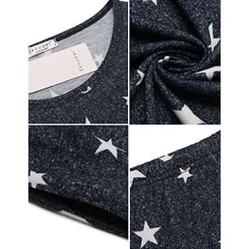 Ekouaer Womens Pajama Set Cute Short Sleeve Star Print Tee and Short Pajama Pants Sleepwear(Dark Grey White Star, Large)