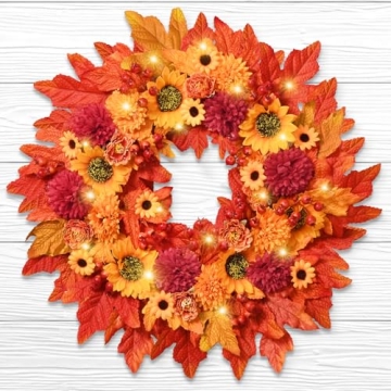 Transform Your Home with Our 18" Fall Wreath - Illuminated Autumn Elegance