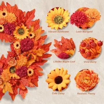 18" Illuminated Fall Wreath - Autumn Decor for Home