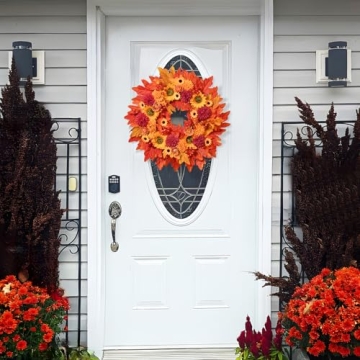 18" Illuminated Fall Wreath - Autumn Decor for Home