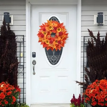 18" Illuminated Fall Wreath - Autumn Decor for Home