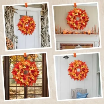 18" Illuminated Fall Wreath - Autumn Decor for Home