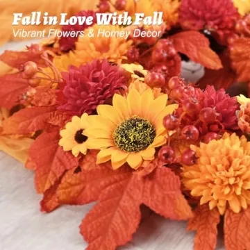 18" Illuminated Fall Wreath - Autumn Decor for Home