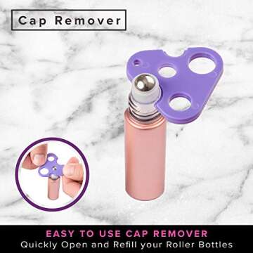 Rose Gold Ultimate Essential Oil Roller Bottles Set with Stainless Steel Balls, 8 Pack 10ml Leakproof Glass Bottle with 9 Rollerballs for Perfume & Aromatherapy Oils 1 Funnel + Opener & 192 Labels