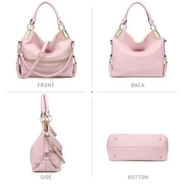 Dasein Purses for Women Vegan Leather Handbags Rhinestones Hobo Bags Tote Purse Shoulder Bag Ladies Handbag (Pink)