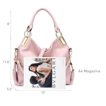 Dasein Purses for Women Vegan Leather Handbags Rhinestones Hobo Bags Tote Purse Shoulder Bag Ladies Handbag (Pink)