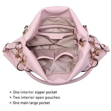 Dasein Purses for Women Vegan Leather Handbags Rhinestones Hobo Bags Tote Purse Shoulder Bag Ladies Handbag (Pink)