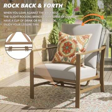 NATURAL EXPRESSIONS 4 Pieces Patio Furniture Sets,Modern Metal Outdoor Conversation Sets with High B...