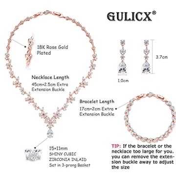 GULICX Rose Gold Bridal Jewelry Set Perfect for Weddings