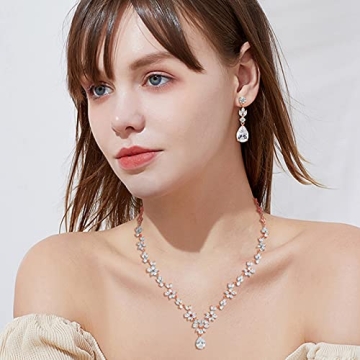 GULICX Rose Gold Bridal Jewelry Set Perfect for Weddings
