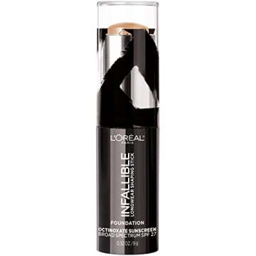 L'Oreal Paris Makeup Infallible Longwear Shaping Stick Foundation, 408 Tan, 1 Tube, 0.32 Ounce