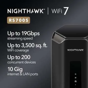 NETGEAR Nighthawk Tri-Band WiFi 7 Router (RS700S) - Security Features, BE19000 Wireless Speed (up to...