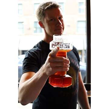 Dumbbell beer glasses, shipped in robust packaging with "25OZ" molded on side, each glass holds 25 ounces of beer; a funny present for both men and women (2, Not personalized)