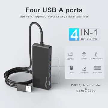 ANYPLUS USB Hub: 4-Port USB 3.0 Splitter Adapter