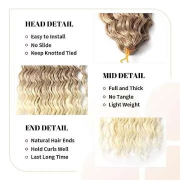 BLL Curly Braiding Hair For Boho Braids Ocean Wave Crochet Hair Human Hair Blend 5 Packs Deep Wave Long Wavy Braiding Synthetic Hair Extensions For Black Women (30 Inch(Pack of 5), T27/613)