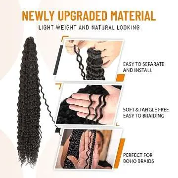 BLL Curly Braiding Hair For Boho Braids Ocean Wave Crochet Hair Human Hair Blend 5 Packs Deep Wave Long Wavy Braiding Synthetic Hair Extensions For Black Women (30 Inch(Pack of 5), T27/613)