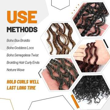 BLL Curly Braiding Hair For Boho Braids Ocean Wave Crochet Hair Human Hair Blend 5 Packs Deep Wave Long Wavy Braiding Synthetic Hair Extensions For Black Women (30 Inch(Pack of 5), T27/613)