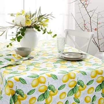 Martha Stewart Lots of Lemons Tablecloth - Cotton 60"x102" - Vibrant Summer Decor