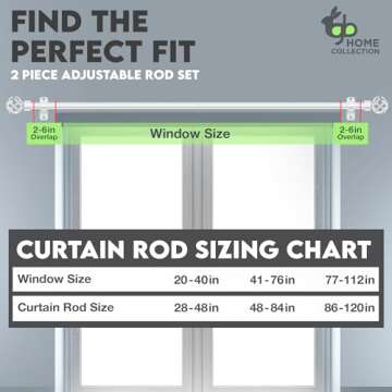 gb Home Collection White Curtain Rods for Windows, White Curtain Rod 48 to 84 Inch (4-7 Feet) for Long Window