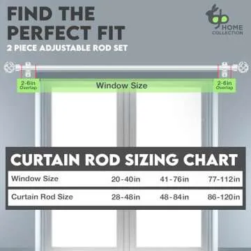 gb Home Collection White Curtain Rods for Windows, White Curtain Rod 48 to 84 Inch (4-7 Feet) for Long Window