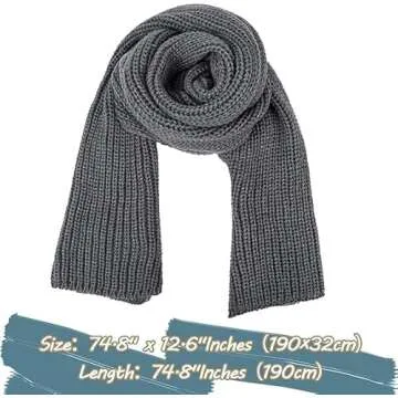 Aonal Women And Mens Winter Thick Cable Knit Wrap Chunky Long Warm Scarf, B-Grey