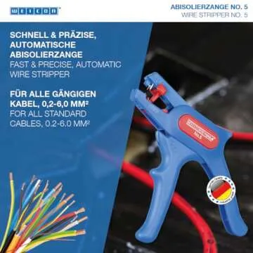 WEICON Automatic Wire Stripper No. 5 | Adjustable Length Stop & Integrated Cutter | Ergonomic Design