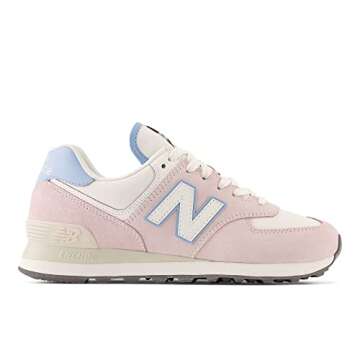 New Balance Women's 574 V2 Meets 90s Sneaker, Stone Pink/Sea Salt/Blue Haze, 5