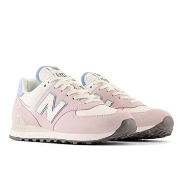 New Balance Women's 574 V2 Meets 90s Sneaker, Stone Pink/Sea Salt/Blue Haze, 5