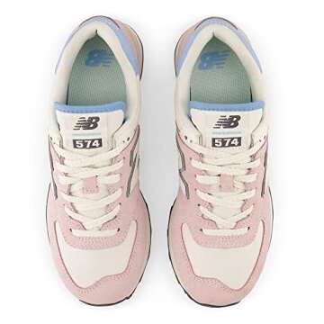 New Balance Women's 574 V2 Meets 90s Sneaker, Stone Pink/Sea Salt/Blue Haze, 5