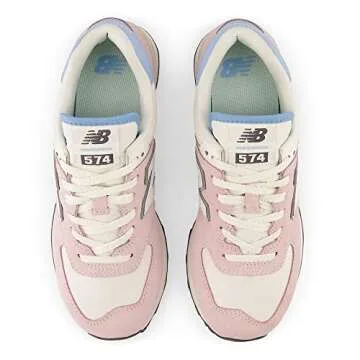 New Balance Women's 574 V2 Meets 90s Sneaker, Stone Pink/Sea Salt/Blue Haze, 5