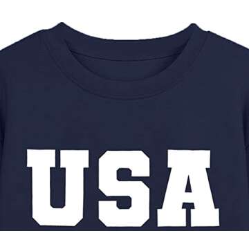 LAZYCHILD USA Sweatshirt Women American Flag Shirt Patriotic TShirt Stars Stripes Sweatshirt 4th of July Tee Tops Navy