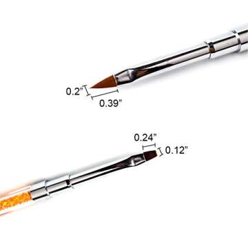 WOKOTO Yellow 2 Way Nail Brushes For 2# Liner Brush And 2# Carving Brush For Manicure 3D Nail art Br...