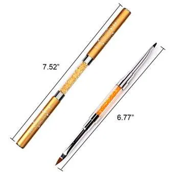 WOKOTO Yellow 2 Way Nail Brushes For 2# Liner Brush And 2# Carving Brush For Manicure 3D Nail art Brush Tools With Acrylic Handle