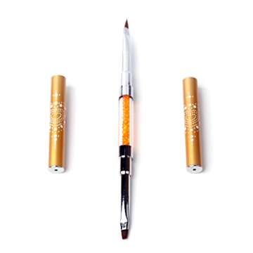 WOKOTO Yellow 2 Way Nail Brushes For 2# Liner Brush And 2# Carving Brush For Manicure 3D Nail art Brush Tools With Acrylic Handle