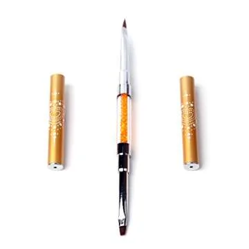 WOKOTO Yellow 2 Way Nail Brushes For 2# Liner Brush And 2# Carving Brush For Manicure 3D Nail art Brush Tools With Acrylic Handle