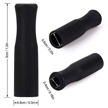 22Pcs Reusable Straws Tips, Silicone Straw Tips, Black Clear Food Grade Straws Tips Covers Only Fit ...
