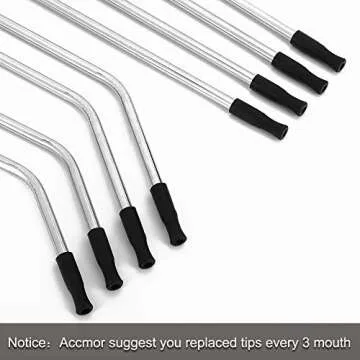 22Pcs Reusable Straws Tips, Silicone Straw Tips, Black Clear Food Grade Straws Tips Covers Only Fit for 1/4 Inch Wide(6MM Out diameter) Stainless Steel Straws by Accmor