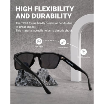 Mose Romano Polarized Sunglasses Men TR90 Non Bounce UV400 Protection Mens Sunglasses Running Driving Fishing