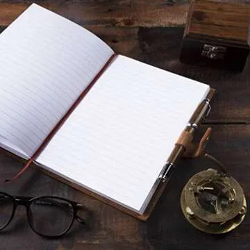 Leather Journal For Women - Refillable Handmade Leather Bound Journal with Lined Paper, Embossed Heart, 200 Pages for Daily Writing, Travel Journal, Diary Notebook