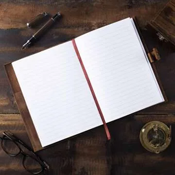 Leather Journal For Women - Refillable Handmade Leather Bound Journal with Lined Paper, Embossed Heart, 200 Pages for Daily Writing, Travel Journal, Diary Notebook