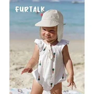FURTALK Baby Sun Hat with Neck Flap UPF 50+ Adjustable Baby Boys Girls Summer Beach Hat for Traveling Swim Hat Beige