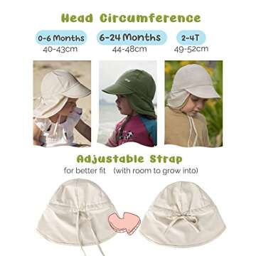 FURTALK Baby Sun Hat with Neck Flap UPF 50+ Adjustable Baby Boys Girls Summer Beach Hat for Traveling Swim Hat Beige