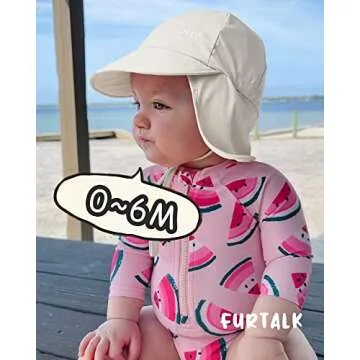FURTALK Baby Sun Hat with Neck Flap UPF 50+ Adjustable Baby Boys Girls Summer Beach Hat for Traveling Swim Hat Beige