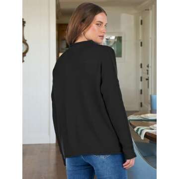 ANRABESS Women Casual Long Sleeve Mock Funnel Neck Knit Pullover Sweater Top 2025 Fall Fashion Outfits with Exposed Seam Black Medium