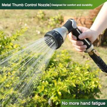 FANHAO Garden Hose Nozzle - Heavy Duty Metal, 8 Spray Patterns, Thumb Control