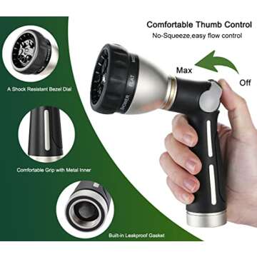 FANHAO Garden Hose Nozzle Heavy Duty Metal with 8 Patterns