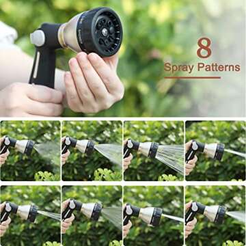 FANHAO Garden Hose Nozzle Heavy Duty Metal with 8 Patterns