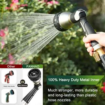 FANHAO Garden Hose Nozzle Heavy Duty Metal with 8 Patterns